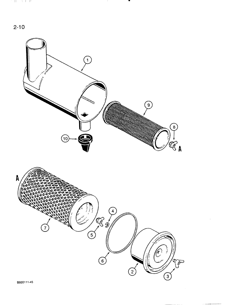 Схема запчастей Case IH 6830TA - (2-10) - AIR CLEANER ASSEMBLY 