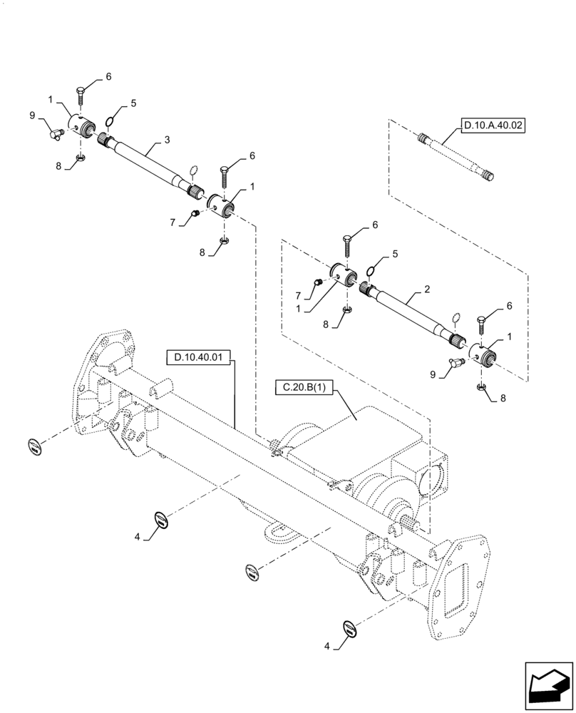 Схема запчастей Case IH AFX8010 - (D.10.A.43[7]) - HALF-SHAFTS WTHOUT EXTENSIONS D - Travel