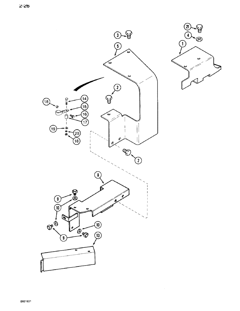 Схема запчастей Case IH 7120 - (2-26) - EXHAUST SYSTEM SHIELDS, P.I.N. JJA0033579 AND AFTER (02) - ENGINE