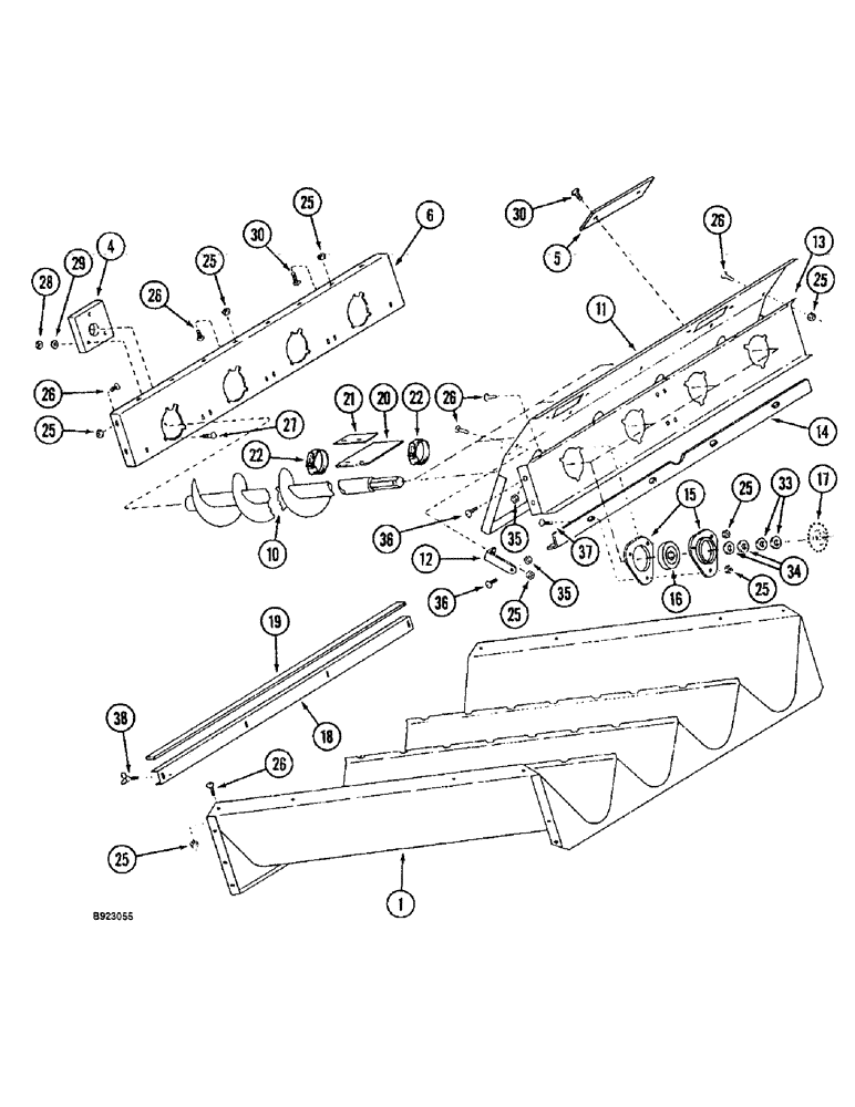 Схема запчастей Case IH 1666 - (9B-34) - AUGER BED (14) - ROTOR, CONCANVES & SIEVE