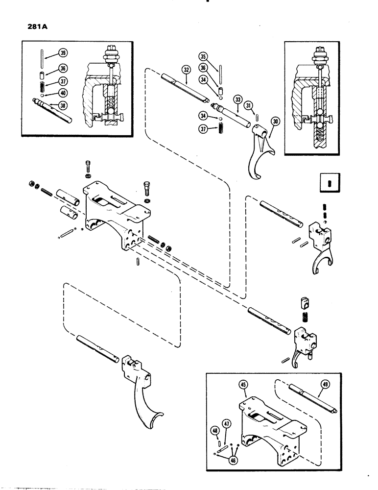 Схема запчастей Case IH 1070 - (0281A) - GEAR SHIFT MECHANISM, SHAFTS AND FORKS, MECHANICAL SHIFT (06) - POWER TRAIN