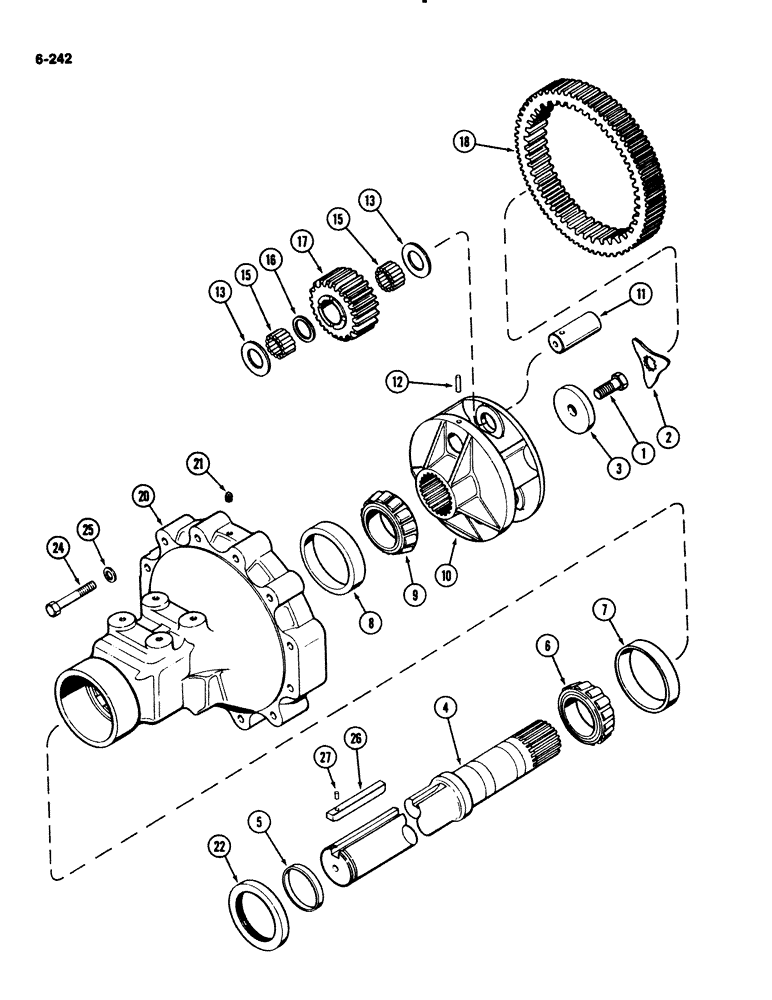 Схема запчастей Case IH 2294 - (6-242) - REAR AXLE, HOUSING & PLANETARY GEARS, 120 INCH LONG AXLE (3048MM) 3-1/2 INCH (89MM) DIAMETER (06) - POWER TRAIN