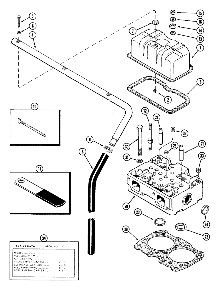 Схема запчастей Case IH 4690 - (2-032) - CYLINDER HEAD AND COVER, 504BDTI DIESEL ENGINE (02) - ENGINE