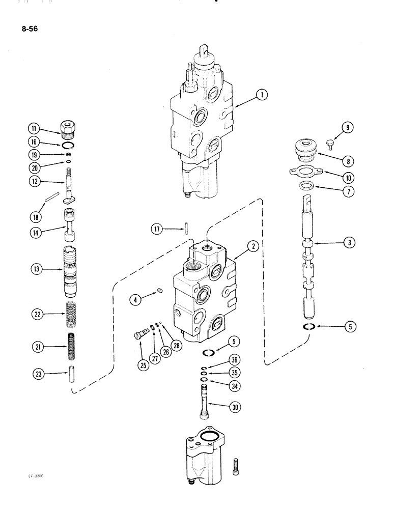 Схема запчастей Case IH 2096 - (8-056) - REMOTE VALVE SECTION, THIRD OR FOURTH CIRCUIT, WITHOUT LOAD CHECK (08) - HYDRAULICS