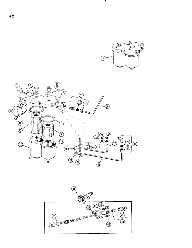 Схема запчастей Case IH 930-SERIES - (040) - A40435 PRIMARY FILTER AND LINES, (401) DIESEL ENGINE (03) - FUEL SYSTEM