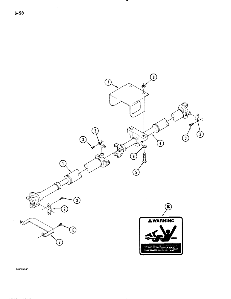 Схема запчастей Case IH 9130 - (6-58) - PTO DRIVE SHAFT MOUNTING (06) - POWER TRAIN