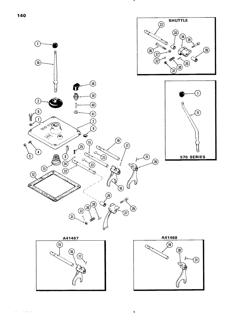 Схема запчастей Case IH 570 - (140) - GEAR SHIFT COVER, 4 SPEED (06) - POWER TRAIN