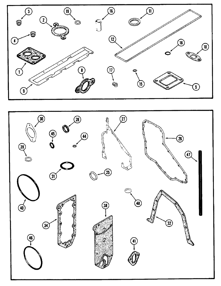 Схема запчастей Case IH 9110 - (04-36) - ENGINE GASKET KITS, 6T-830 ENGINE, VALVE GRIND (04) - Drive Train