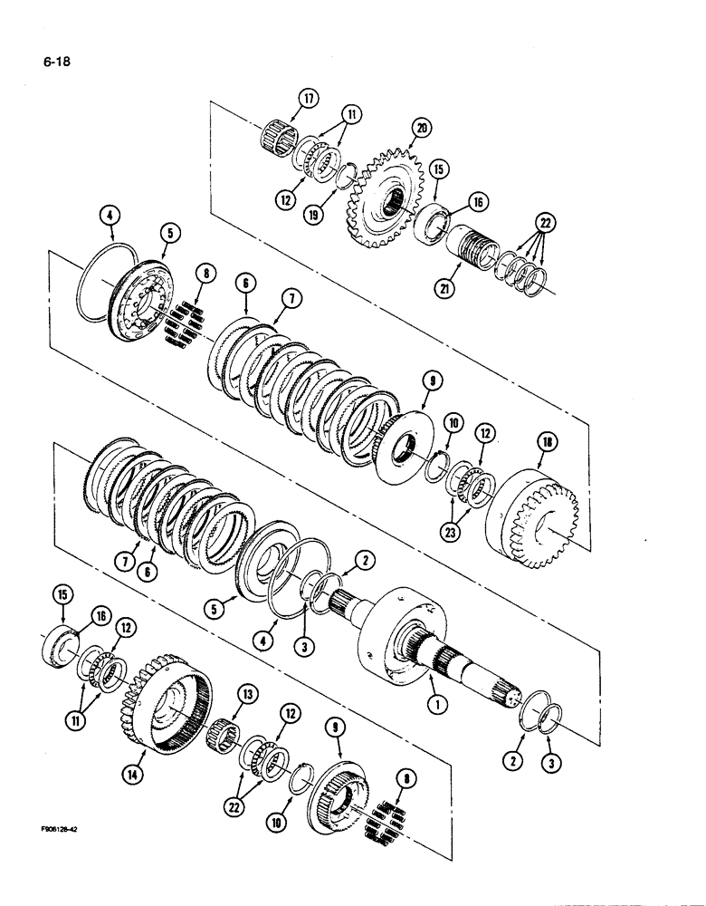 Схема запчастей Case IH 9270 - (6-018) - POWER SHIFT TRANSMISSION ASSEMBLY 7" INPUT CLUTCH PACK ASSEMBLY (06) - POWER TRAIN