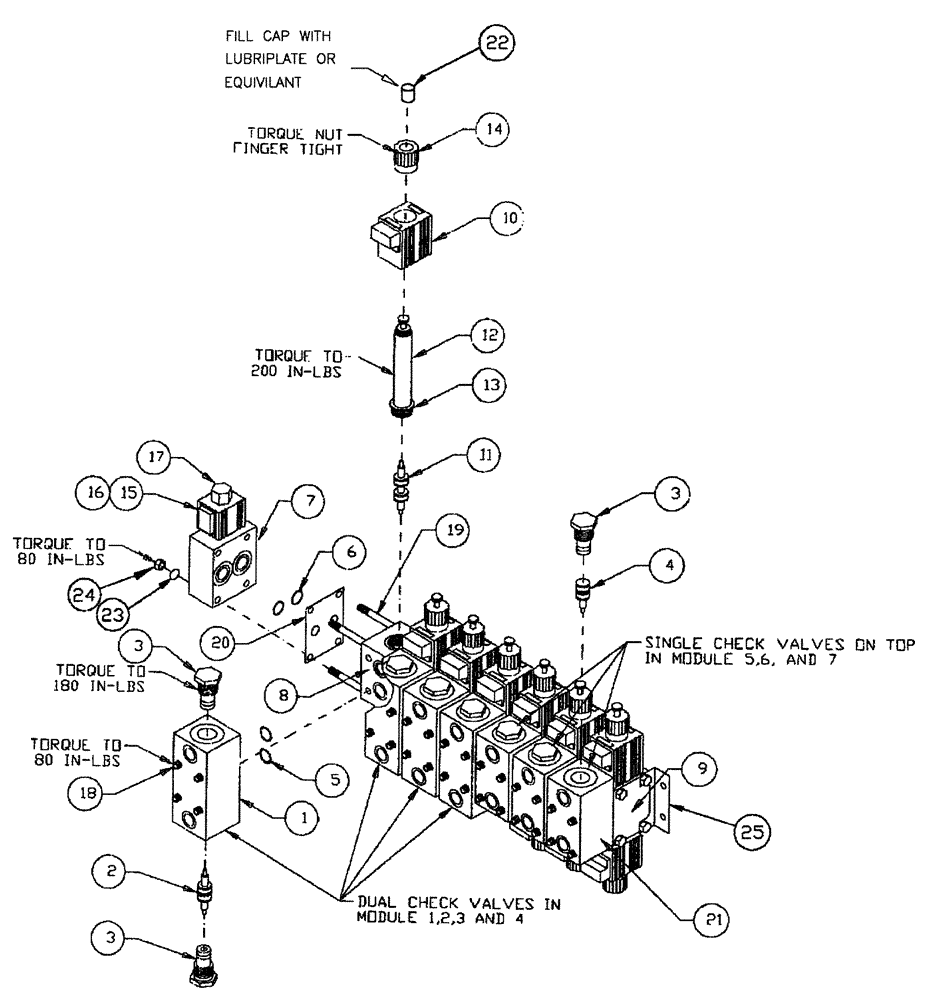 Схема запчастей Case IH 3150 - (06-016) - 7-BANK DIRECTIONAL VALVE BEFORE SERIAL #20001 Hydraulic Plumbing