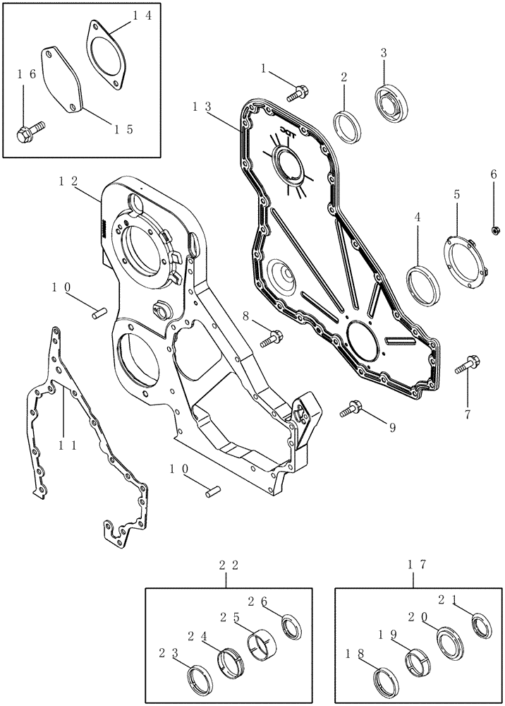 Схема запчастей Case IH 2377 - (02-30) - FRONT GEAR COVER - ASN HAJ0295001 (01) - ENGINE