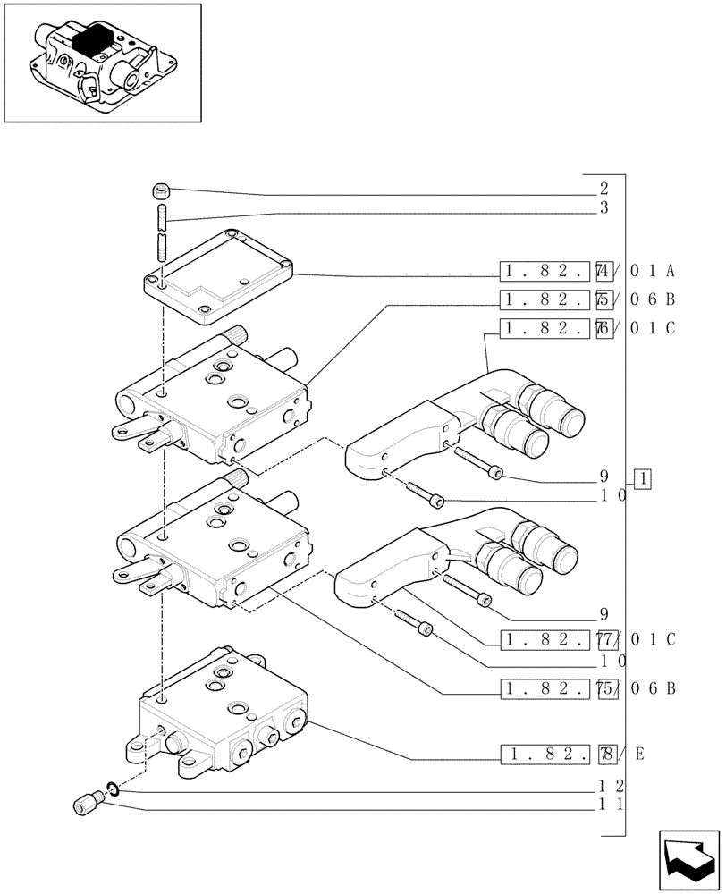 Схема запчастей Case IH MAXXUM 100 - (1.82.7/06A) - REMOTE VALVE & RELATED PARTS (VAR.333851) (07) - HYDRAULIC SYSTEM