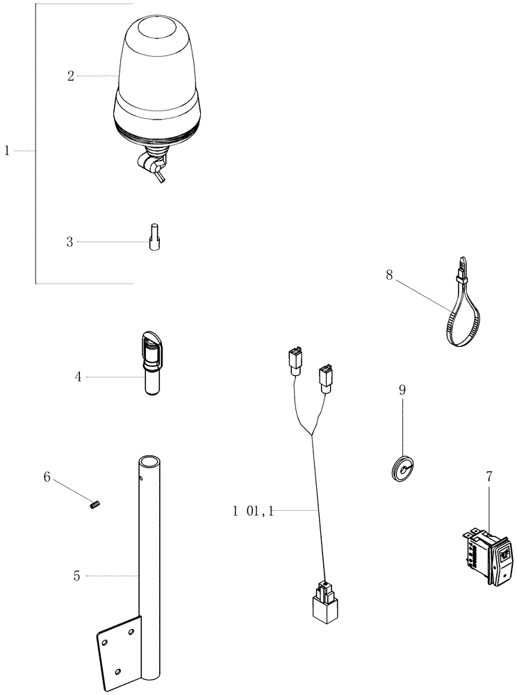 Схема запчастей Case IH MAGNUM 255 - (04-32) - LAMP - BEACON (04) - ELECTRICAL SYSTEMS