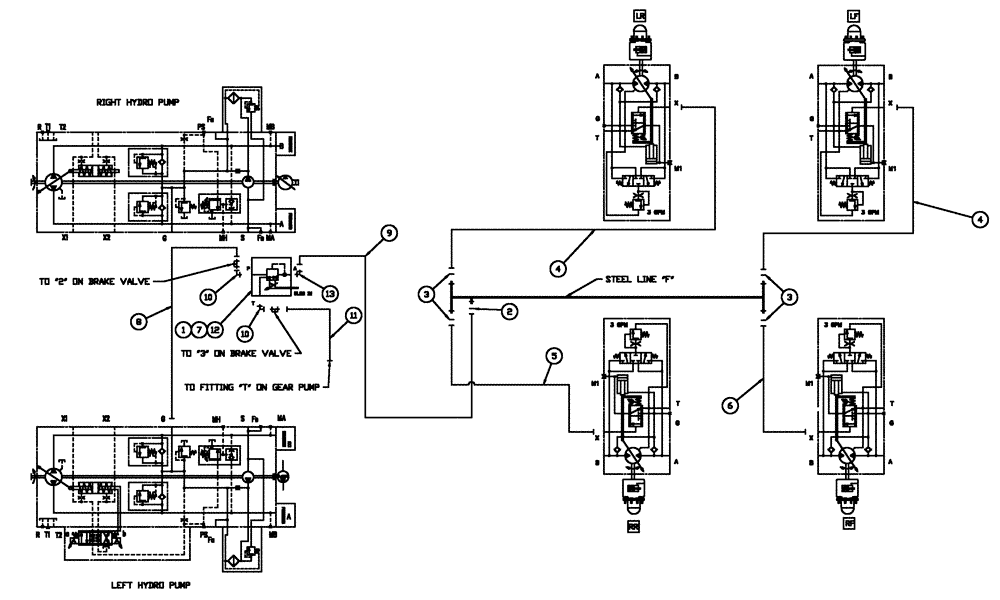 Схема запчастей Case IH SPX3320 - (06-001) - DRIVE CONTROL HYDRAULIC GROUP Hydraulic Plumbing