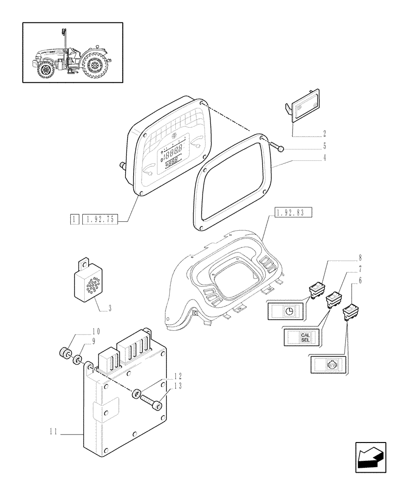 Схема запчастей Case IH JX1095N - (1.75.1/01) - (VAR.271) HI-LO - ELECTRIC CONTROLS, SWITCHES, MEASURING DEVICE AND RELAYS (06) - ELECTRICAL SYSTEMS