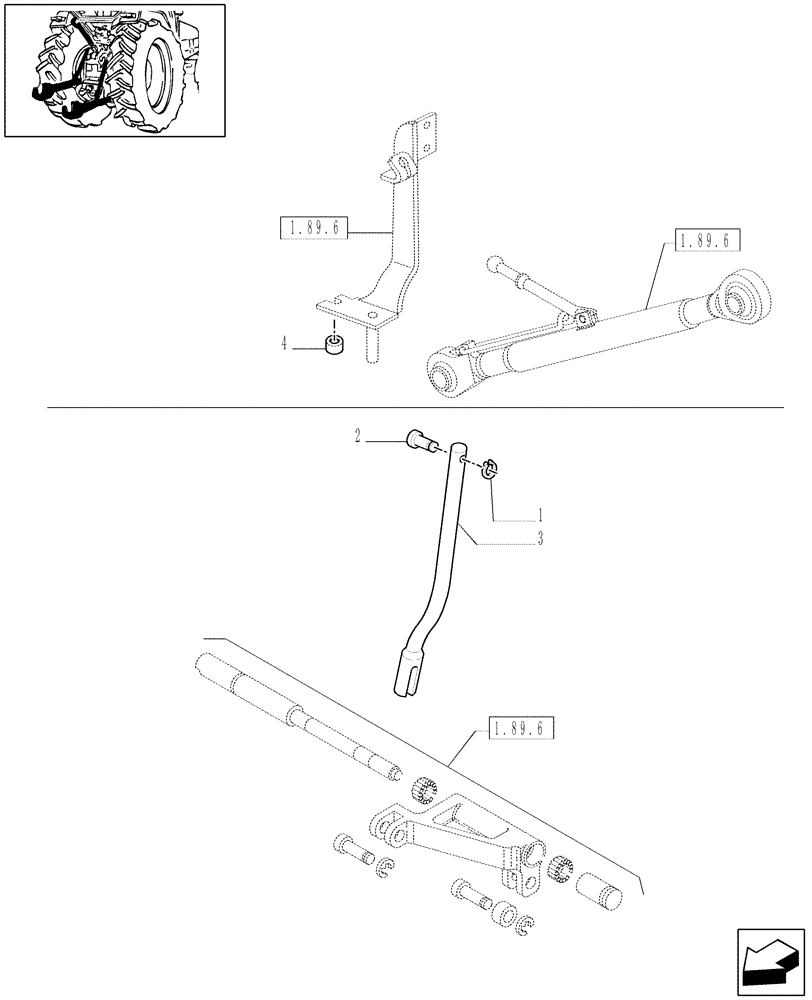 Схема запчастей Case IH JX1095C - (1.89.6/01) - (VAR.126-127) ELECTRONIC LIFT - ROD (09) - IMPLEMENT LIFT