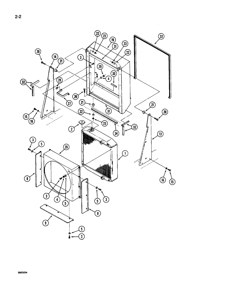 Схема запчастей Case IH 9240 - (2-002) - RADIATOR MOUNTING, 9240 TRACTOR (02) - ENGINE