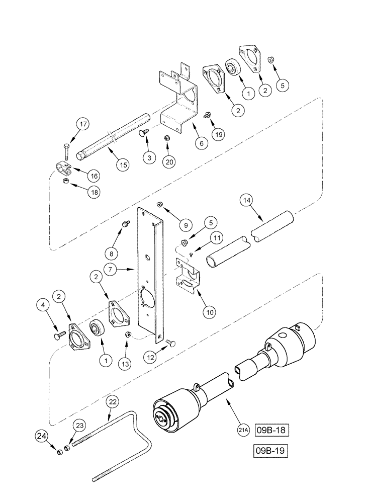 Схема запчастей Case IH 1020 - (09B-14) - KNIFE JACKSHAFT DRIVE - 17.5 AND 20.0 FOOT HEADERS (09) - CHASSIS/ATTACHMENTS