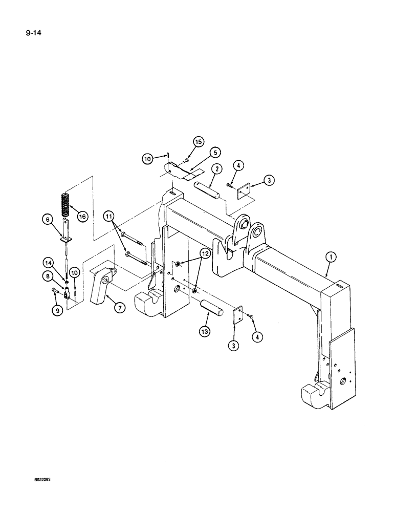 Схема запчастей Case IH 9260 - (9-014) - QUICK HITCH COUPLER, CATEGORY III, W/ WELDED ON 1 PIECE QUICK ATTACHMENT HOOK AND CENTER LINK CLEVIS (09) - CHASSIS/ATTACHMENTS