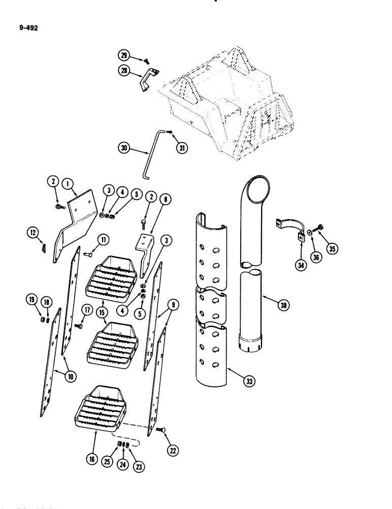 Схема запчастей Case IH 2294 - (9-492) - STEPS, 2 POST ROPS RIGHT SIDE MOUNTED (09) - CHASSIS/ATTACHMENTS