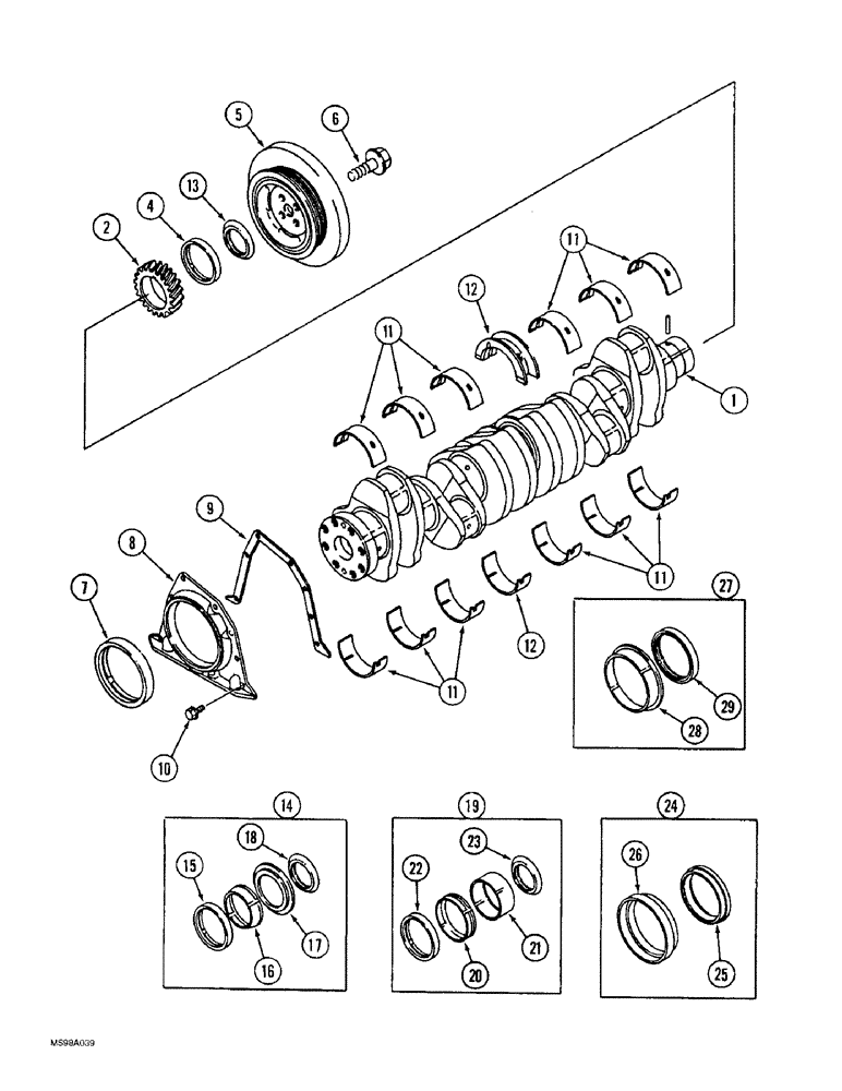 Схема запчастей Case IH 9330 - (2-076) - CRANKSHAFT, 6T-830/6TA-830 EMISSIONS CERTIFIED ENGINES, S/N JEE0036501 & AFTER (02) - ENGINE