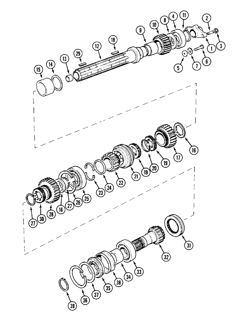 Схема запчастей Case IH 1394 - (6-208) - DRIVESHAFT AND GEARS, SYNCHROMESH TRACTORS P.I.N. 11139846 AND AFTER (06) - POWER TRAIN