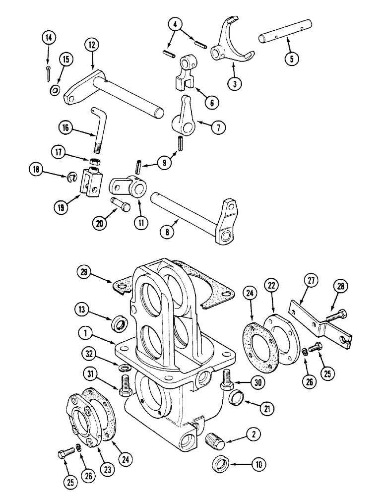 Схема запчастей Case IH 1294 - (6-166) - TRANSFER GEARBOX, HOUSING AND SELECTOR - MFD (06) - POWER TRAIN