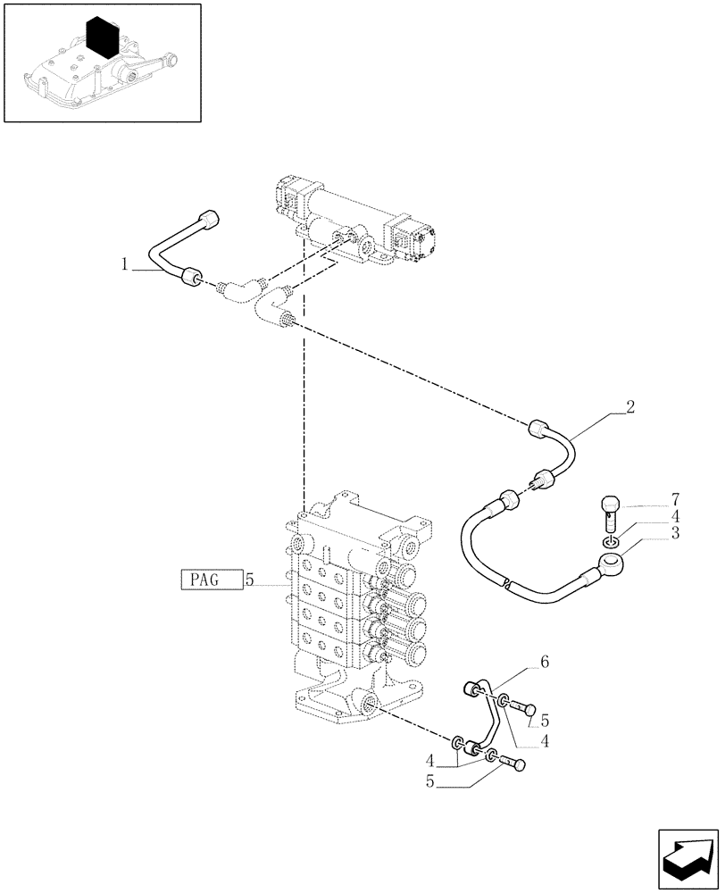 Схема запчастей Case IH JX1070C - (1.82.7/05[06]) - (VAR.028) 2 REMOTE VALVES FOR MID-MOUNT AND EDC - PIPES - D5484 (07) - HYDRAULIC SYSTEM