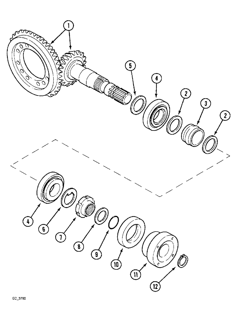 Схема запчастей Case IH 3220 - (5-042) - MECHANICAL FRONT DRIVE, BEVEL GEAR PINION SET (05) - STEERING