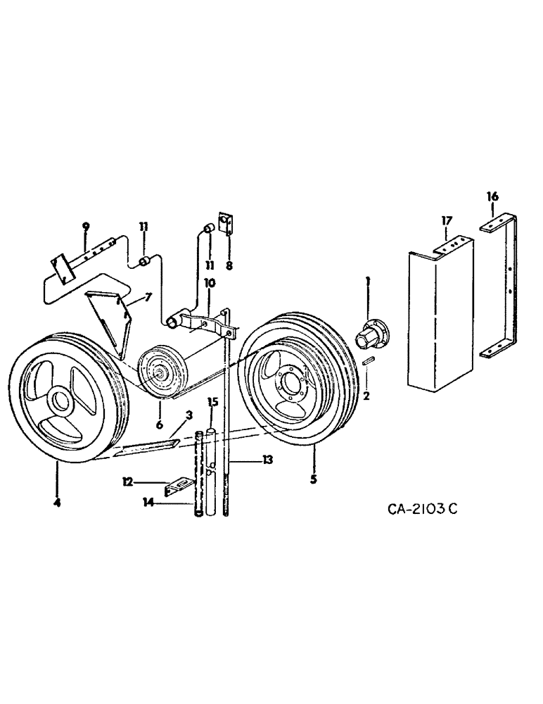 Схема запчастей Case IH 915 - (21-11) - THRESHING CYLINDER AND CONCAVE, VARIABLE CYLINDER BELT DRIVE (14) - THRESHING