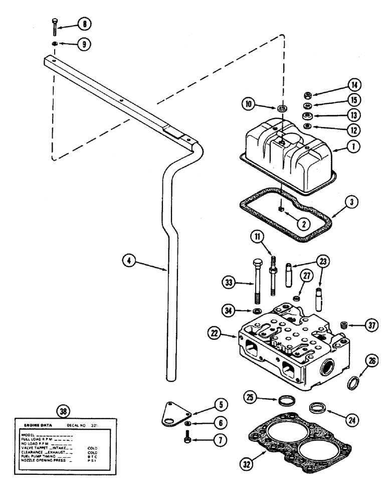 Схема запчастей Case IH 3294 - (2-028) - CYLINDER HEAD AND COVER, 504BDT DIESEL ENGINE (02) - ENGINE