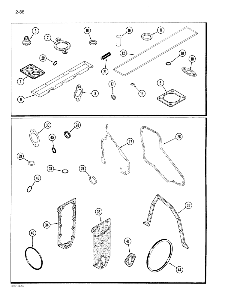 Схема запчастей Case IH 1822 - (2-88) - ENGINE GASKET KITS 6TA-830 ENGINE VALVE GRIND, CYLINDER BLOCK (01) - ENGINE