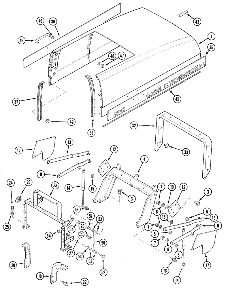 Схема запчастей Case IH 5230 - (9-048) - HOOD SHEET AND RELATED PARTS, 5230 (09) - CHASSIS/ATTACHMENTS