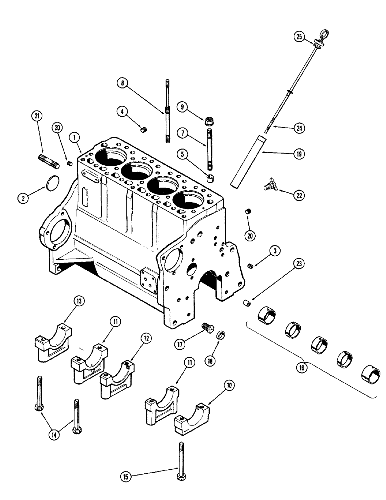 Схема запчастей Case IH 1255 - (010) - CYLINDER BLOCK ASSEMBLY, 188 DIESEL ENGINE (10) - ENGINE