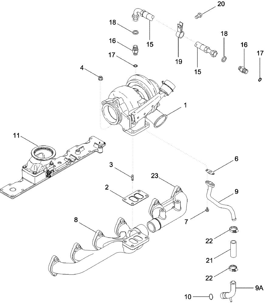 Схема запчастей Case IH 620 - (02-10) - TURBOCHARGER SYSTEM (01) - ENGINE