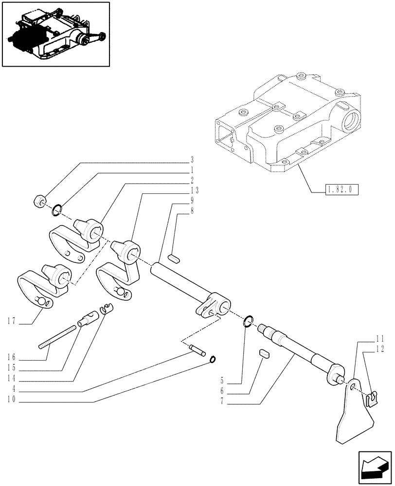 Схема запчастей Case IH JX70 - (1.82.5[04]) - LIFT CONTROLS - SHAFT (07) - HYDRAULIC SYSTEM