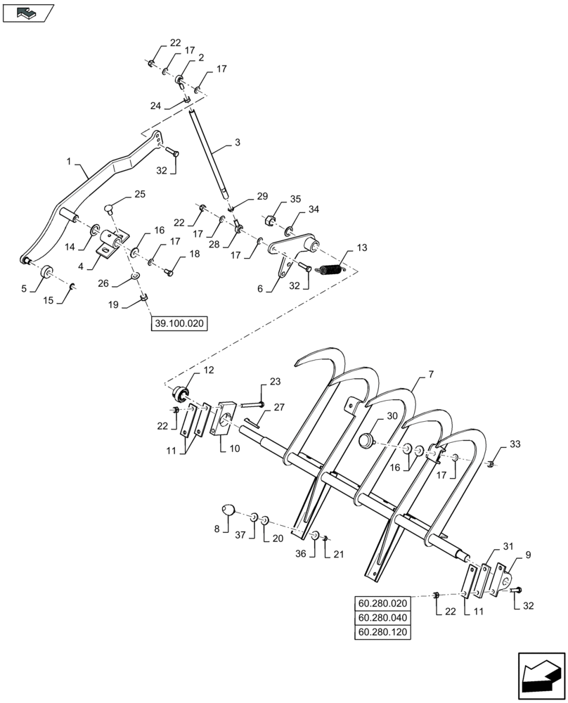 Схема запчастей Case IH LB334S - (60.280.010) - FEEDER RETAINERS - C150 (60) - PRODUCT FEEDING