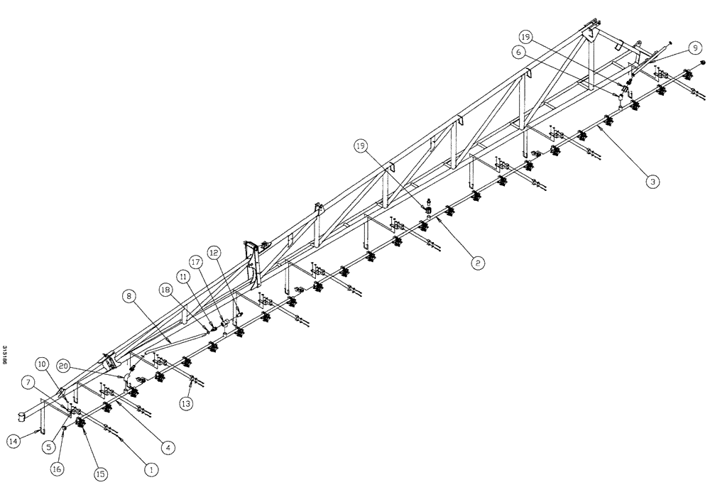 Схема запчастей Case IH SPX4260 - (246) - 90 6 BOOM SHUTOFF 20" NOZZLE SPACING (RH/LH) (78) - SPRAYING