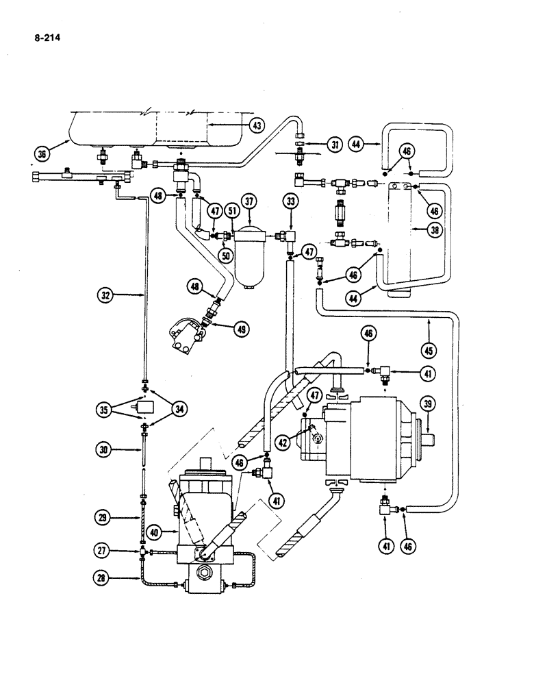 Схема запчастей Case IH 782 - (8-214) - HYDRAULIC OIL RESERVOIR, PUMP, MOTOR, COOLER, FILTER AND CONNECTIONS (07) - HYDRAULICS