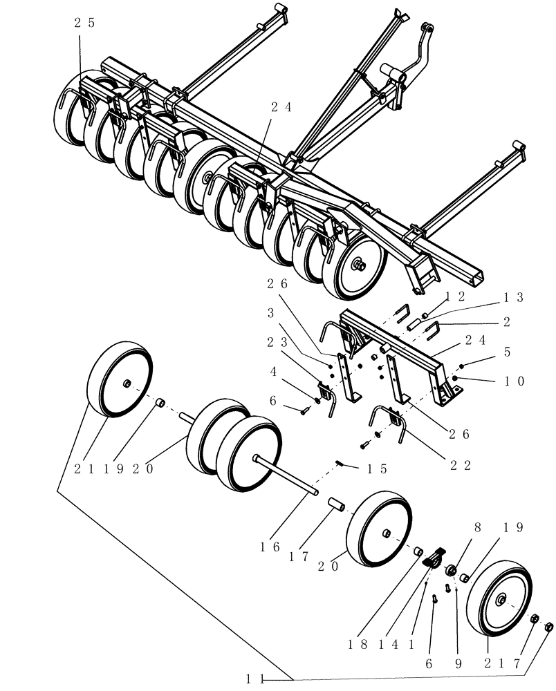 Схема запчастей Case IH 700 - (75.200.12) - PACKER, INNER WING - 12" SPACING (75) - SOIL PREPARATION