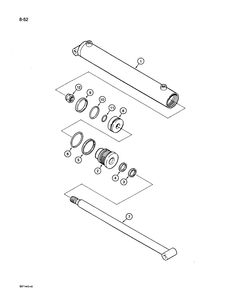 Схема запчастей Case IH 8600 - (8-52) - WING FOLD CYLINDER, 84941C91, 4 INCH (102 MM) ID (08) - HYDRAULICS