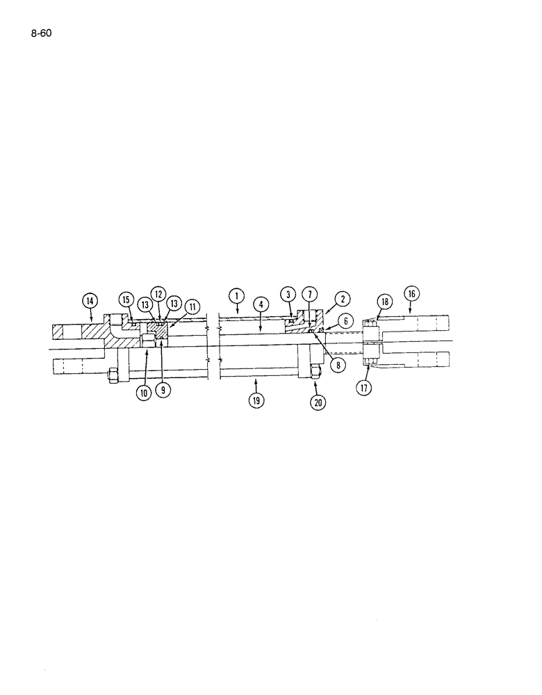 Схема запчастей Case IH 7200 - (8-60) - HYDRAULIC CYLINDER - WITH FRONT AND REAR PORTS, 2-1/2 ID X 8 INCH STROKE - RAM (08) - HYDRAULICS