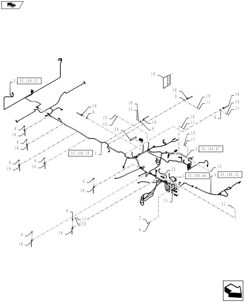 Схема запчастей Case IH TITAN 3030 - (55.100.17) - MAIN FRAME HARNESS LAYOUT (55) - ELECTRICAL SYSTEMS