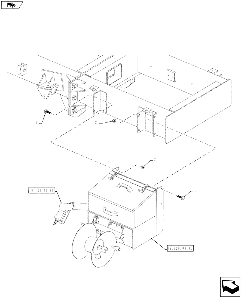 Схема запчастей Case IH 810 - (78.120.03.BB) - PRESSURE WASHER MOUNTING, WITH WET BOOM OPTION (78) - SPRAYING