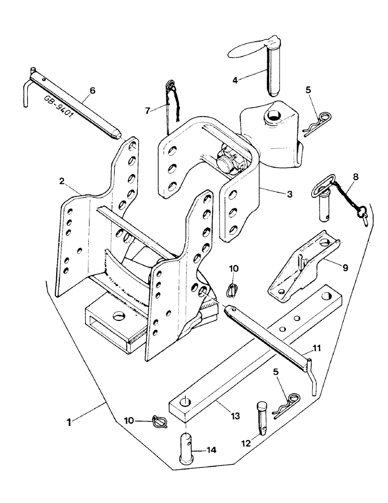 Схема запчастей Case IH 844S - (09-11) - TRAILER HITCH, FRENCH VERSION (12) - FRAME