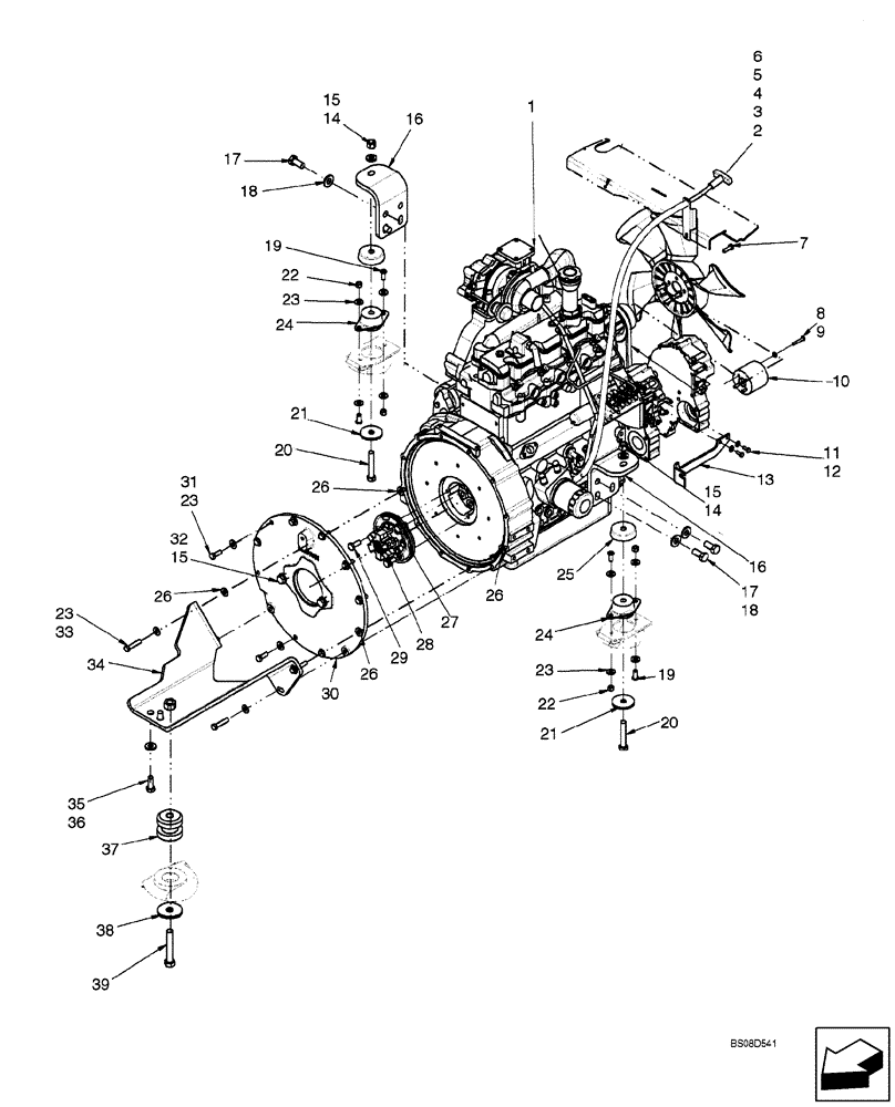 Схема запчастей Case IH SR150 - (10.001.ak[02]) - ENGINE, MOUNTING - EUROPE (10) - ENGINE