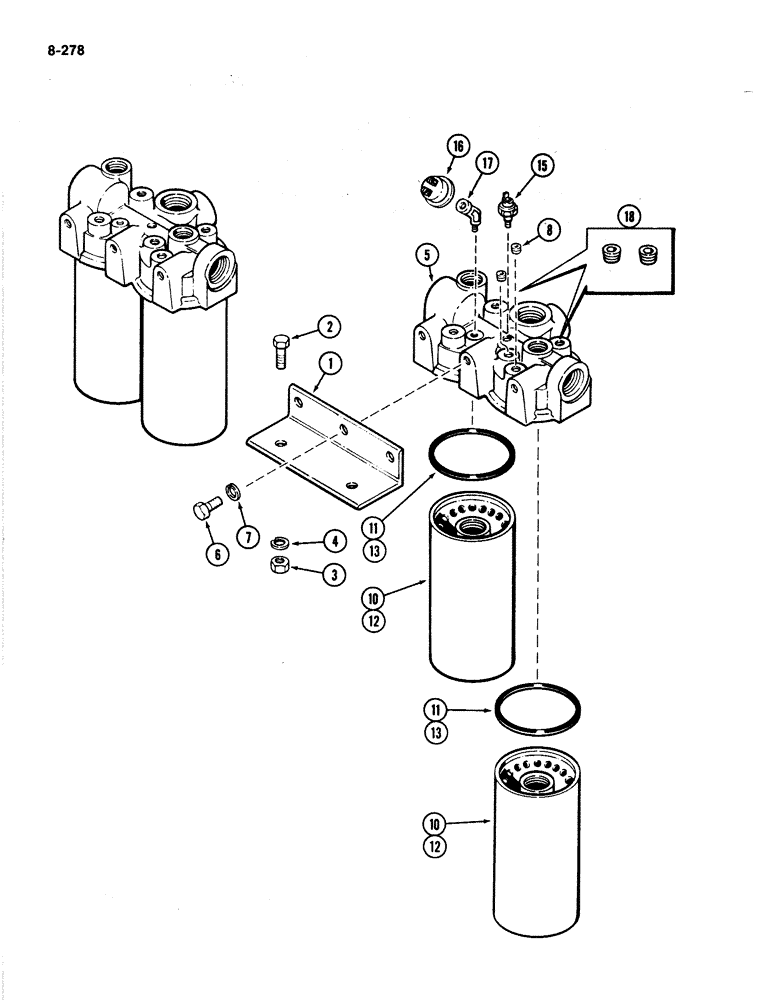 Схема запчастей Case IH 4894 - (8-278) - HYDRAULIC OIL FILTER ASSEMBLY (08) - HYDRAULICS