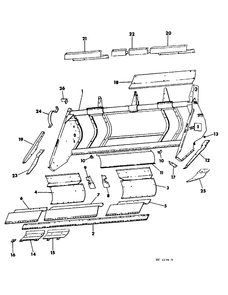 Схема запчастей Case IH SINGLE - (A-02) - SINGLE OVERSHOT AUGER HEADER, HEADER FRAME 