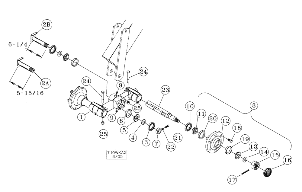 Схема запчастей Case IH 200 - (44.100.02) - SINGLE FOLD WING AND 710 WALKING AXLE (44) - WHEELS