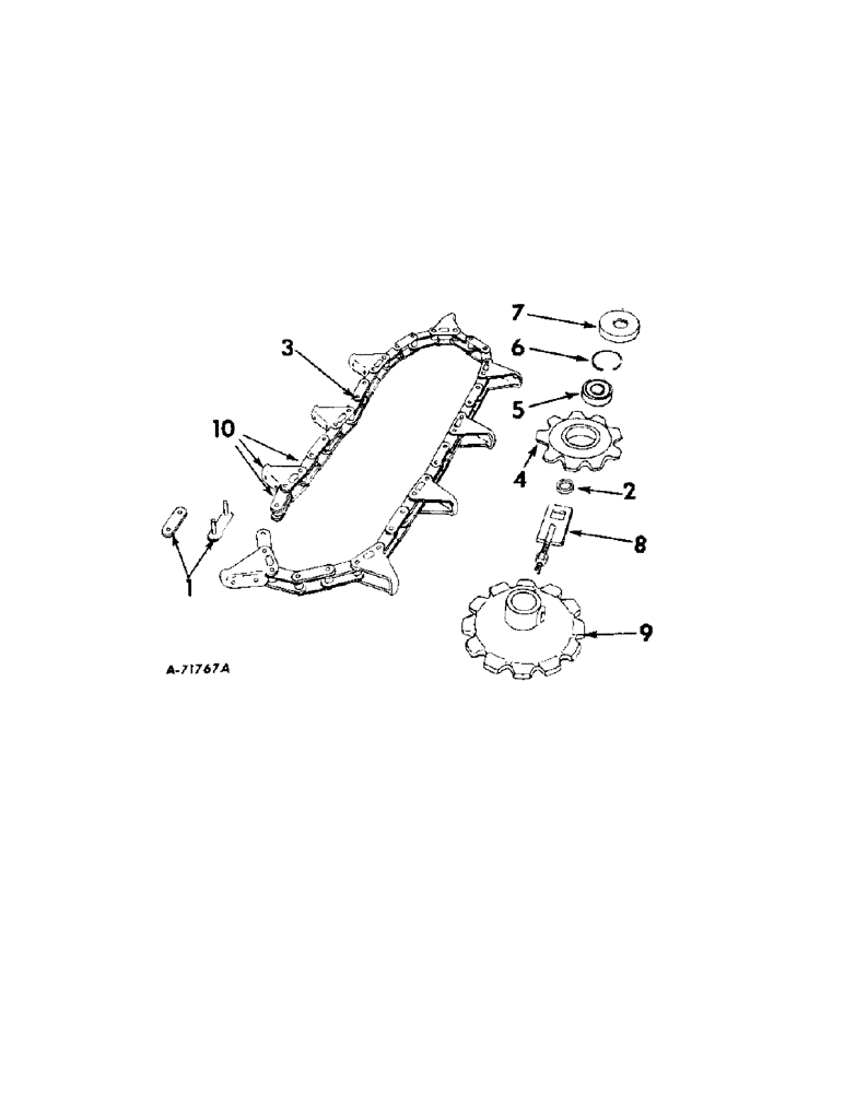 Схема запчастей Case IH 50 - (A-082) - ROW CROP UNIT (TWO-ROW) - LOWER GATHERING CHAIN (58) - ATTACHMENTS/HEADERS